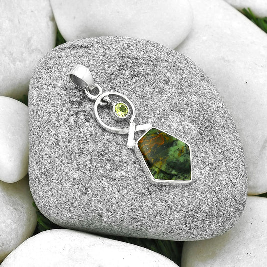 Turkish Rainforest Chrysocolla & Peridot Pendant P-1048 SDP127381
