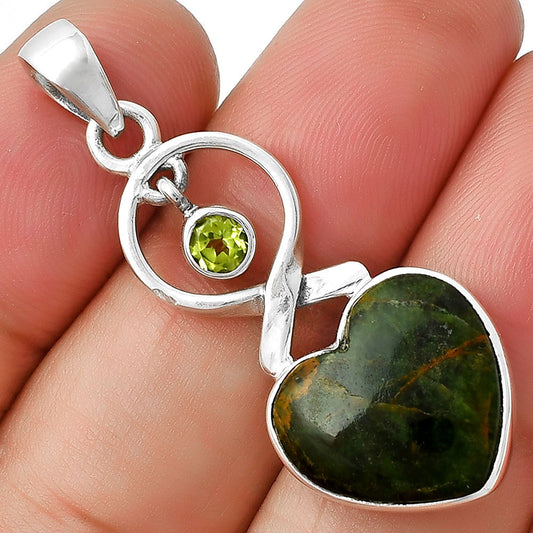 Heart Turkish Rainforest Chrysocolla & Peridot Pendant P-1048 SDP127383
