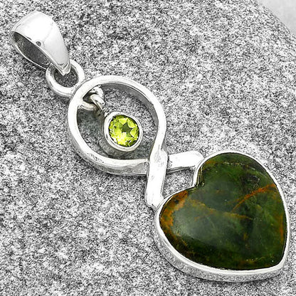 Heart Turkish Rainforest Chrysocolla & Peridot Pendant P-1048 SDP127383