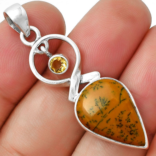 Russian Honey Dendrite Opal & Citrine Pendant P-1048 SDP127385