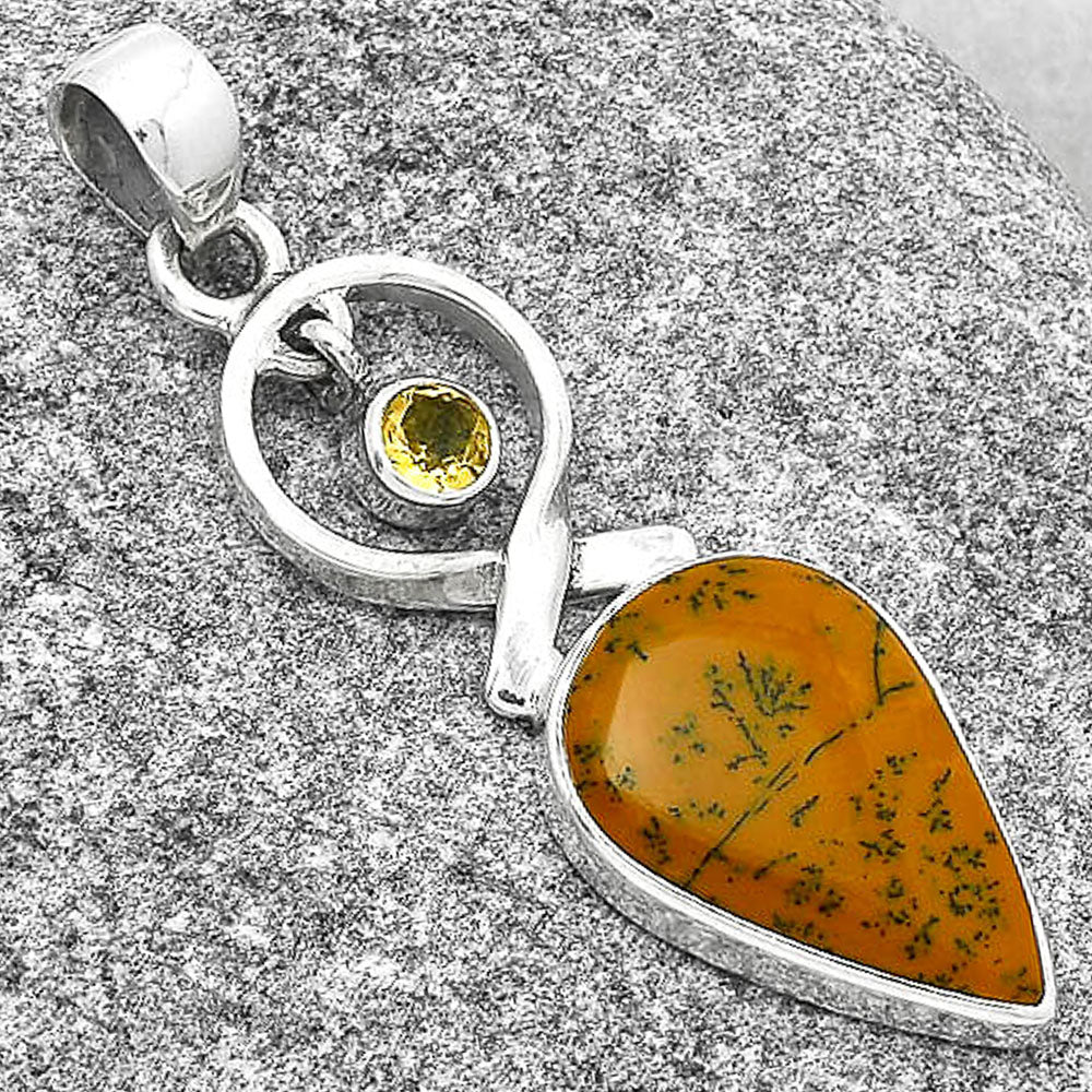 Russian Honey Dendrite Opal & Citrine Pendant P-1048 SDP127385