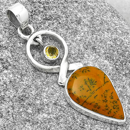 Russian Honey Dendrite Opal & Citrine Pendant P-1048 SDP127385