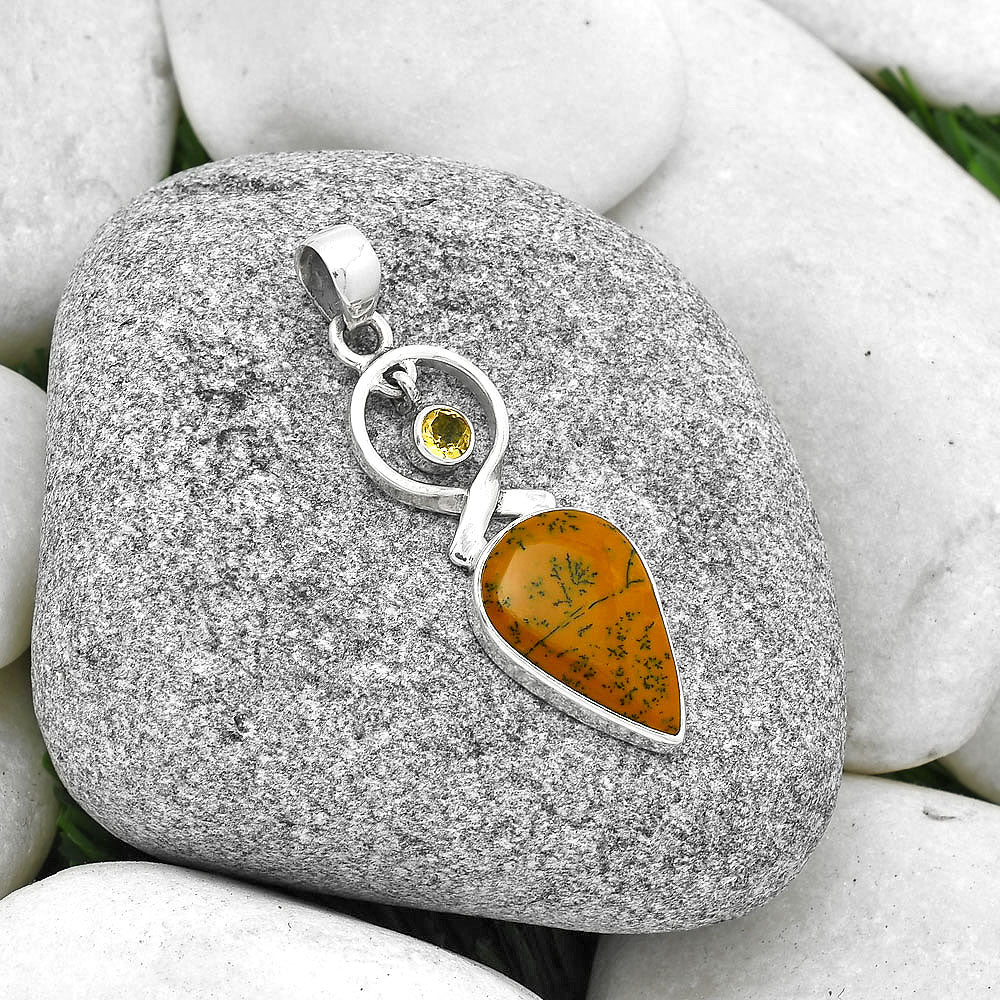 Russian Honey Dendrite Opal & Citrine Pendant P-1048 SDP127385