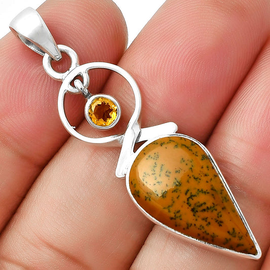 Russian Honey Dendrite Opal & Citrine Pendant P-1048 SDP127394