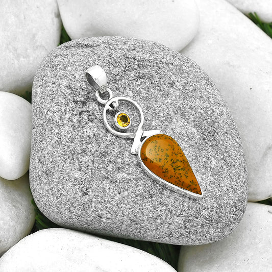 Russian Honey Dendrite Opal & Citrine Pendant P-1048 SDP127394