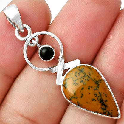 Russian Honey Dendrite Opal & Black Onyx Pendant P-1048 SDP127401