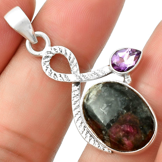 Natural Russian Eudialyte & Amethyst Pendant P-1111 SDP127416