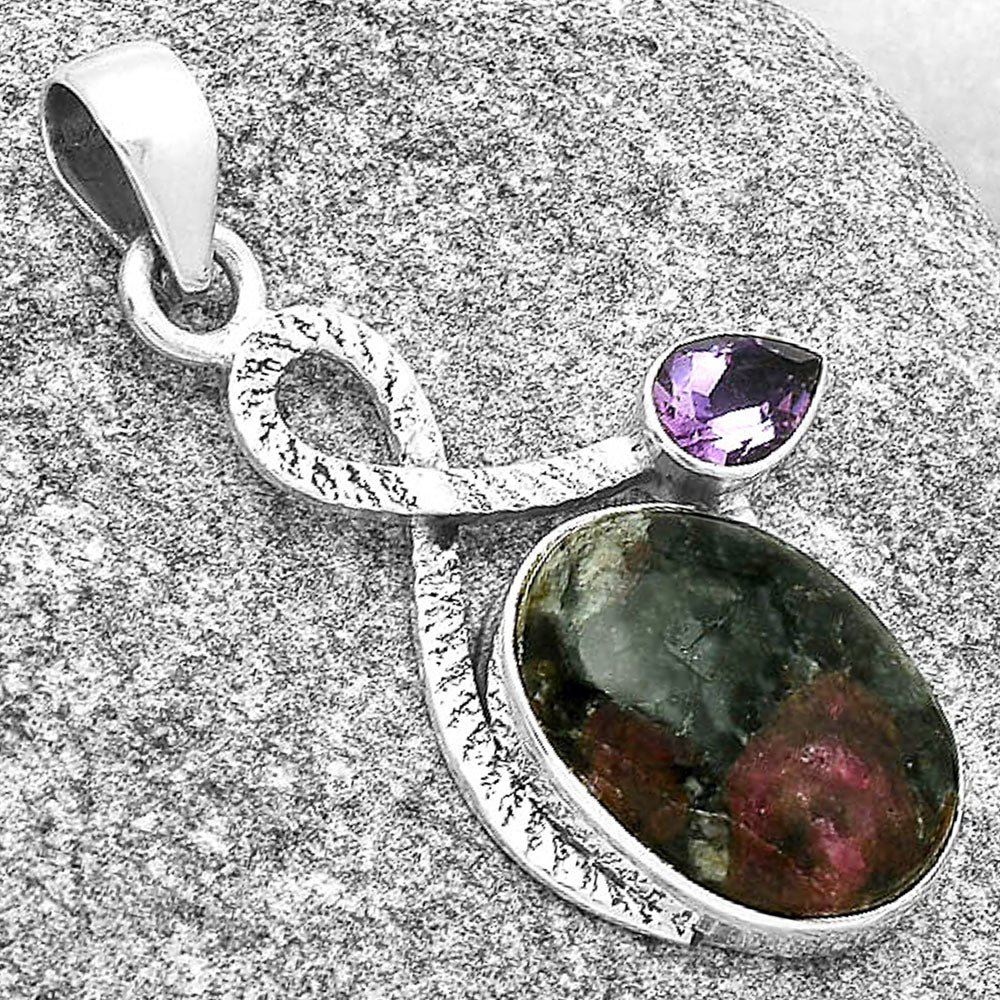 Natural Russian Eudialyte & Amethyst Pendant P-1111 SDP127416