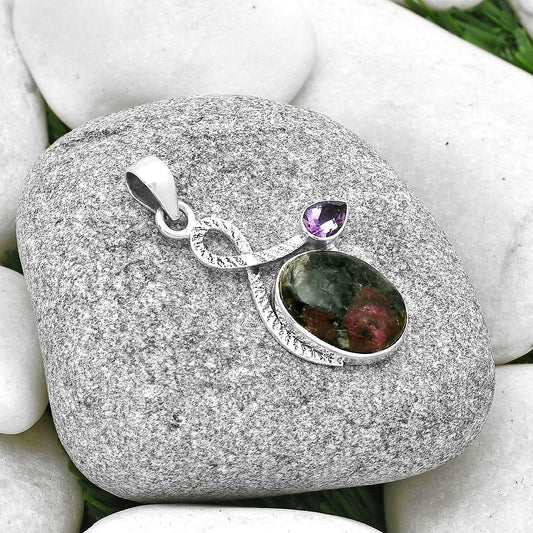 Natural Russian Eudialyte & Amethyst Pendant P-1111 SDP127416