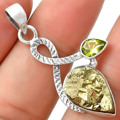 Peruvian Golden Pyrite & Peridot Pendant P-1111 SDP127423