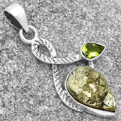 Peruvian Golden Pyrite & Peridot Pendant P-1111 SDP127423