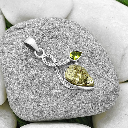 Peruvian Golden Pyrite & Peridot Pendant P-1111 SDP127423