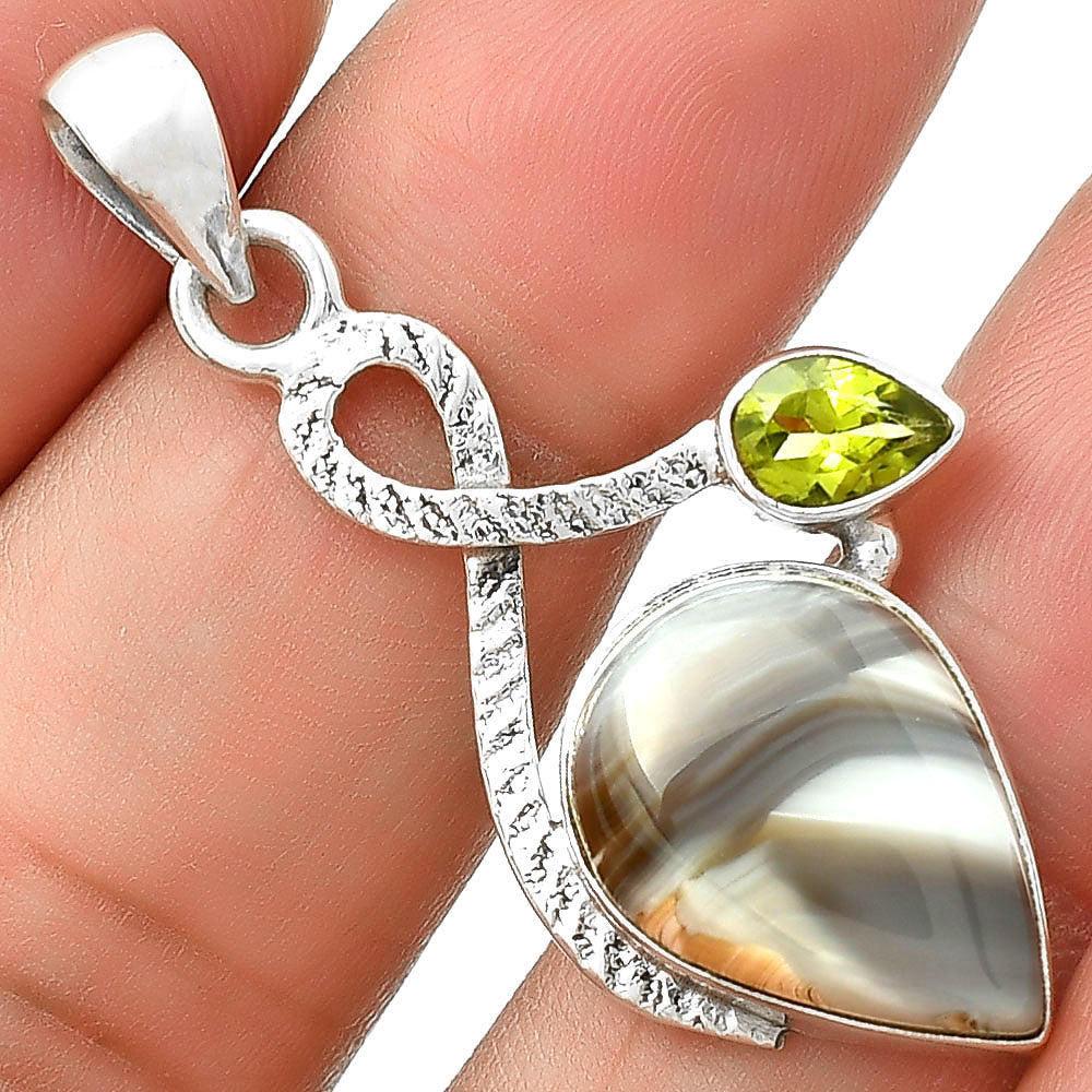 Natural Banded Onyx & Peridot Pendant P-1111 SDP127427