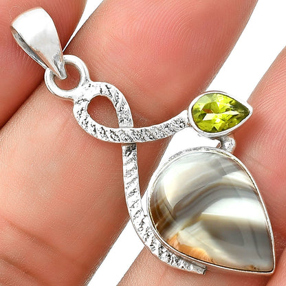 Natural Banded Onyx & Peridot Pendant P-1111 SDP127427