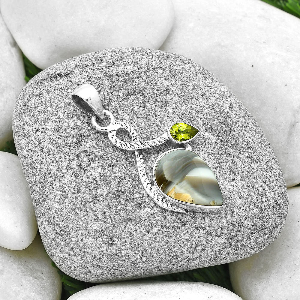 Natural Banded Onyx & Peridot Pendant P-1111 SDP127427