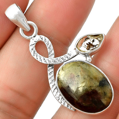 Russian Eudialyte & Herkimer Diamond Pendant P-1111 SDP127434