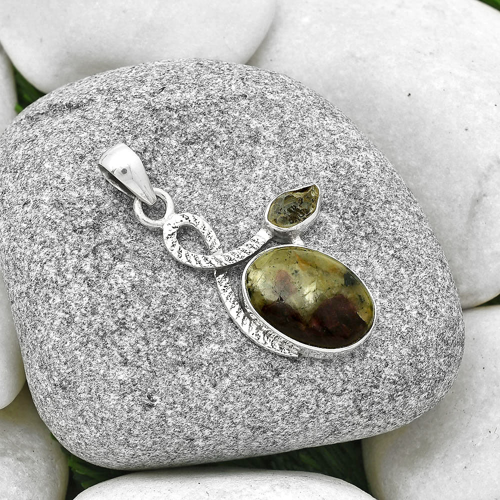 Russian Eudialyte & Herkimer Diamond Pendant P-1111 SDP127434