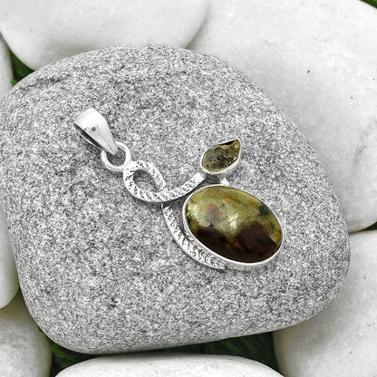 Russian Eudialyte & Herkimer Diamond Pendant P-1111 SDP127434