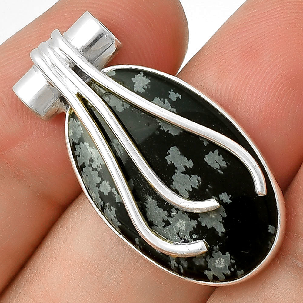 Natural Snow Flake Obsidian Pendant P-1675 SDP127472