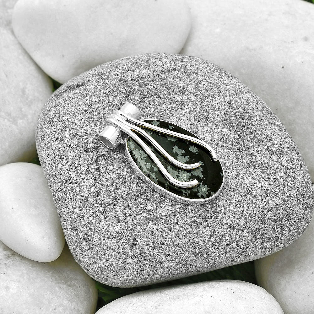 Natural Snow Flake Obsidian Pendant P-1675 SDP127472