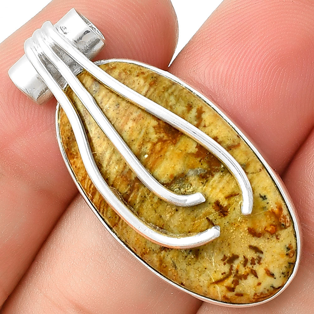 Natural Palm Root Fossil Agate Pendant P-1675 SDP127477