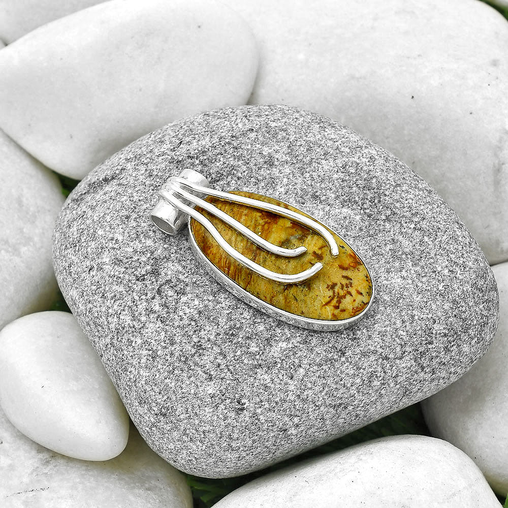 Natural Palm Root Fossil Agate Pendant P-1675 SDP127477