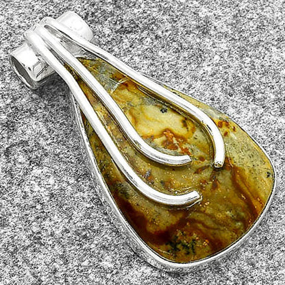 Natural Palm Root Fossil Agate Pendant P-1675 SDP127481