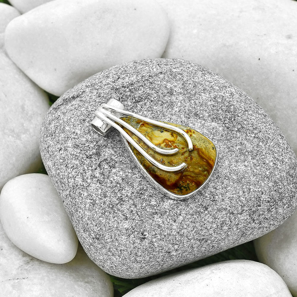 Natural Palm Root Fossil Agate Pendant P-1675 SDP127481