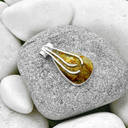 Natural Palm Root Fossil Agate Pendant P-1675 SDP127481