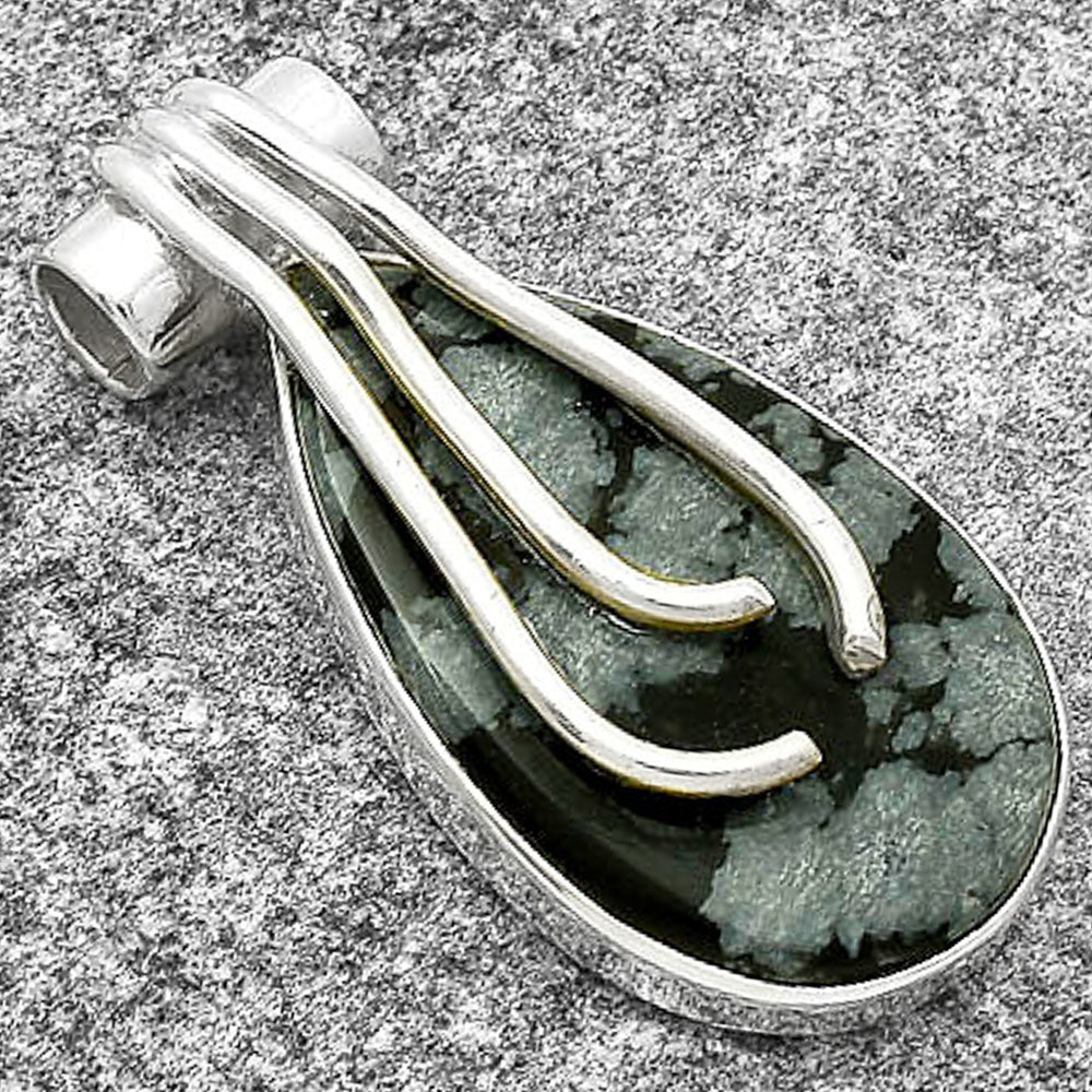 Natural Snow Flake Obsidian Pendant P-1675 SDP127483
