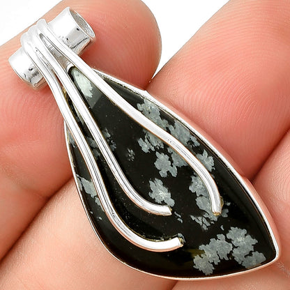 Natural Snow Flake Obsidian Pendant P-1675 SDP127490