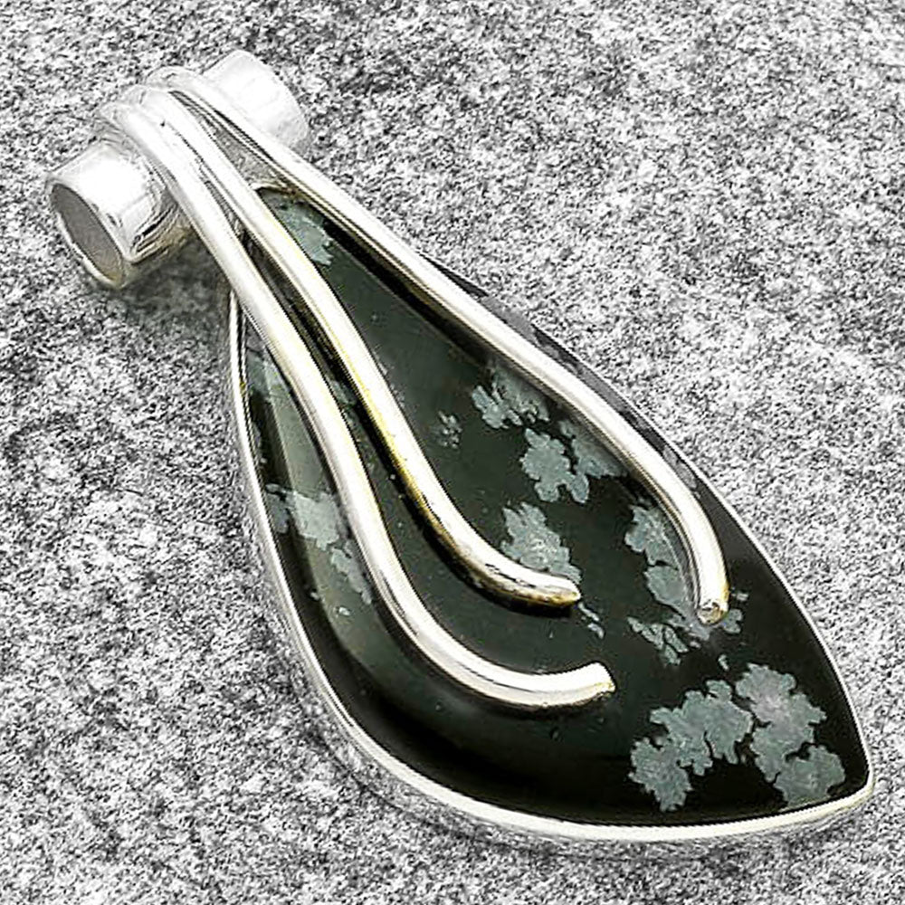 Natural Snow Flake Obsidian Pendant P-1675 SDP127490