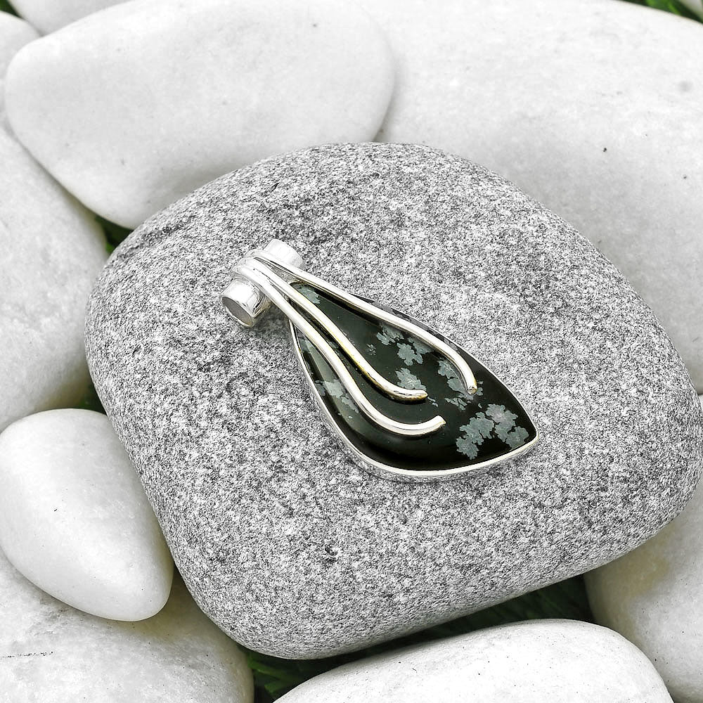 Natural Snow Flake Obsidian Pendant P-1675 SDP127490