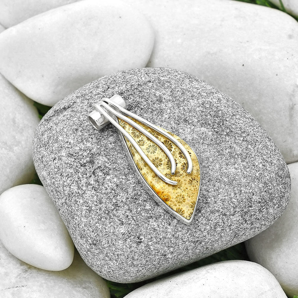 Natural Flower Fossil Coral Pendant P-1675 SDP127496
