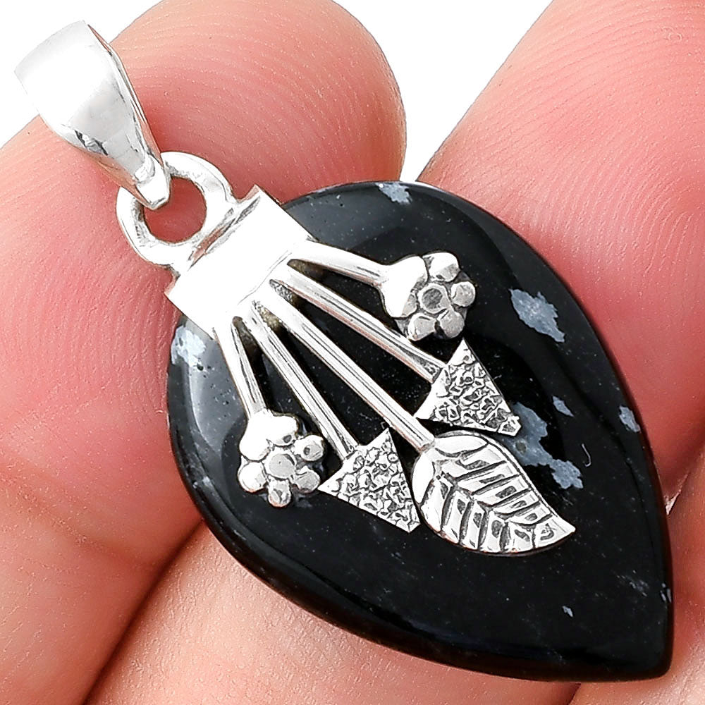 Natural Snow Flake Obsidian Pendant P-1647 SDP127570