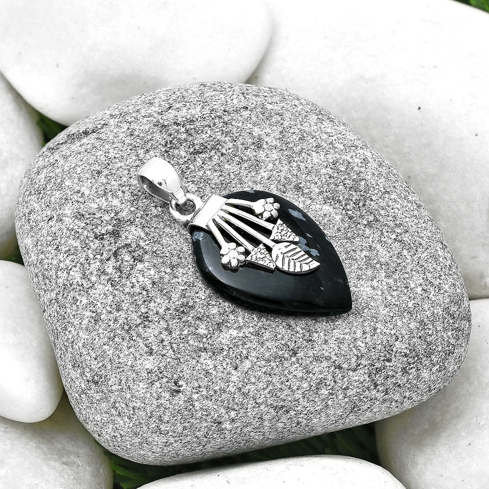 Natural Snow Flake Obsidian Pendant P-1647 SDP127570