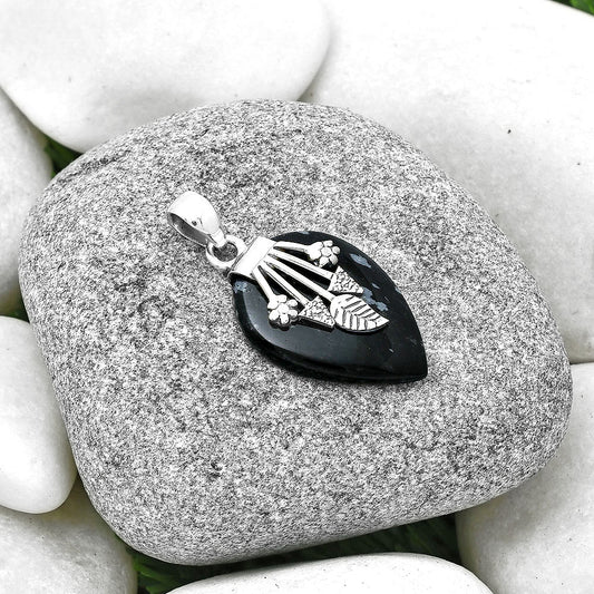 Natural Snow Flake Obsidian Pendant P-1647 SDP127570