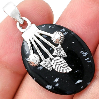 Natural Snow Flake Obsidian Pendant P-1647 SDP127571