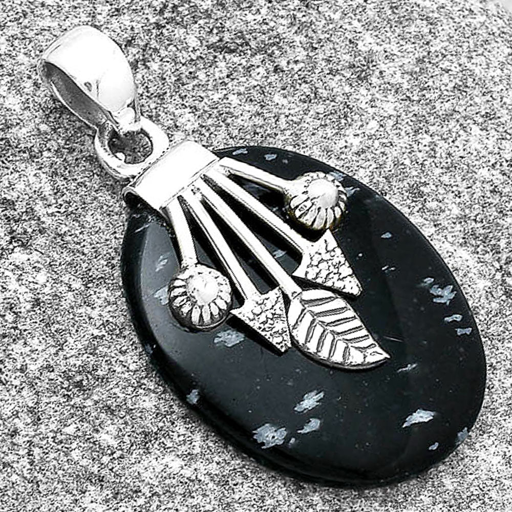 Natural Snow Flake Obsidian Pendant P-1647 SDP127571