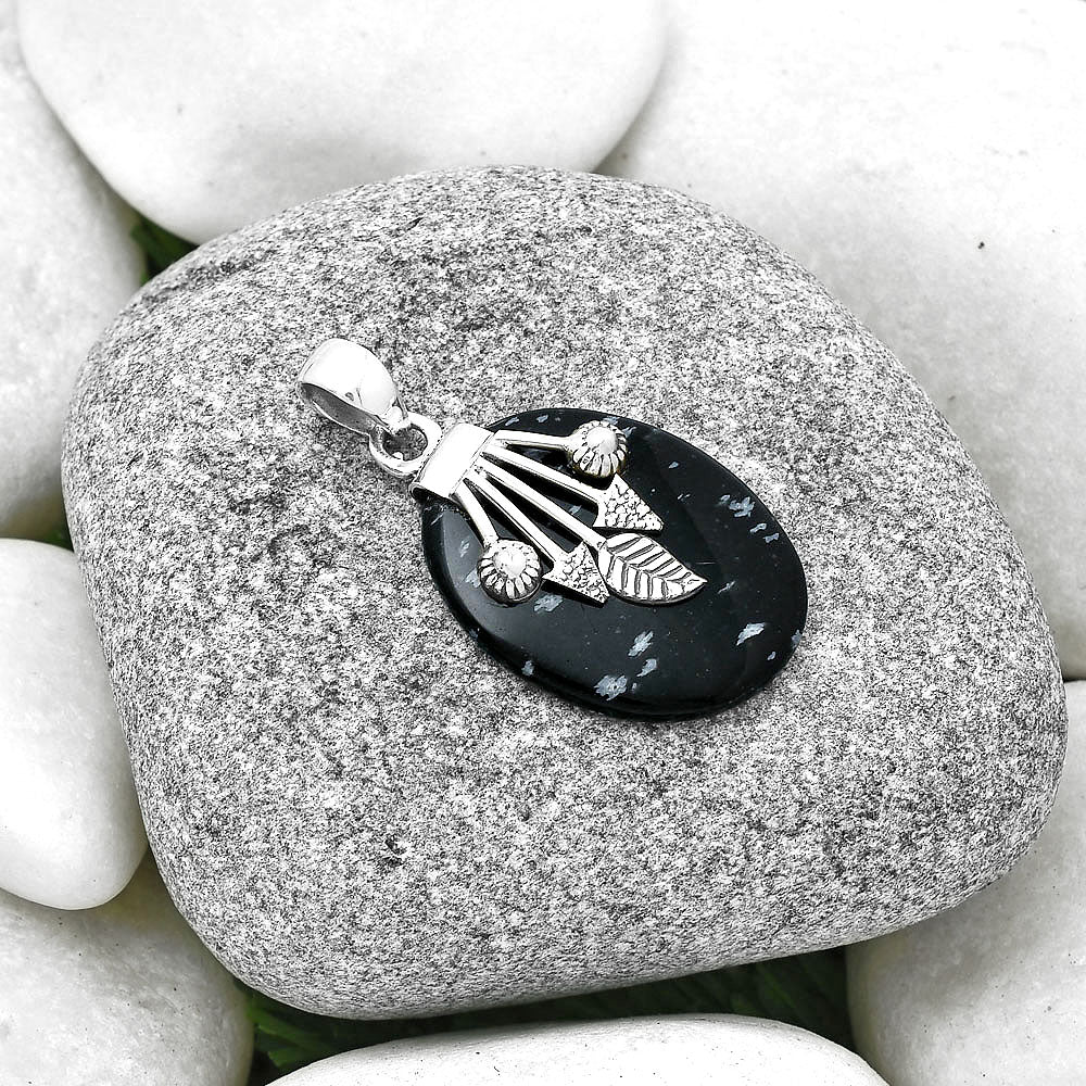 Natural Snow Flake Obsidian Pendant P-1647 SDP127571