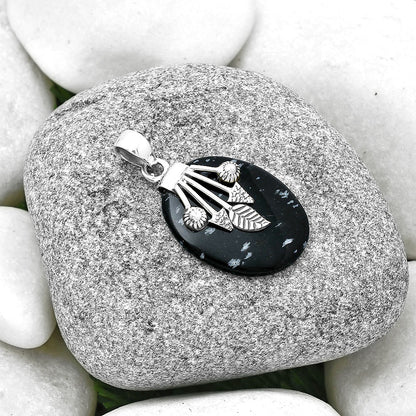 Natural Snow Flake Obsidian Pendant P-1647 SDP127571