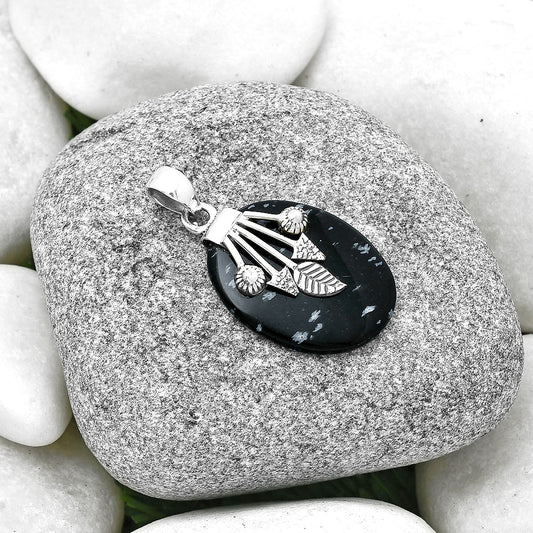 Natural Snow Flake Obsidian Pendant P-1647 SDP127571
