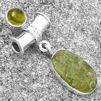 Green Kyanite Rough - India & Peridot Pendant P-1337 SDP127594