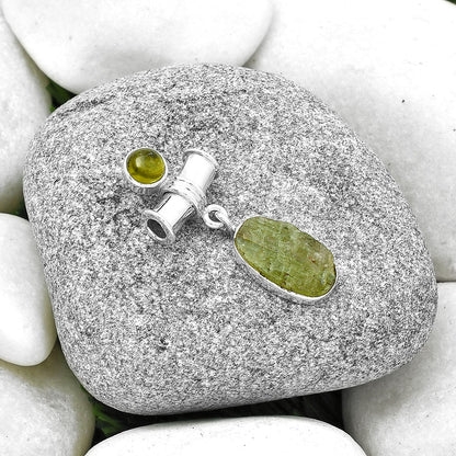 Green Kyanite Rough - India & Peridot Pendant P-1337 SDP127594