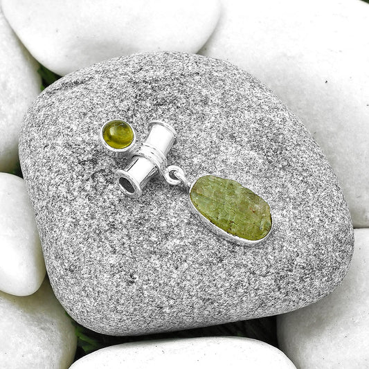 Green Kyanite Rough - India & Peridot Pendant P-1337 SDP127594