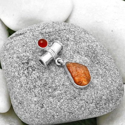 Natural Sunstone Rough & Carnelian Pendant P-1337 SDP127597