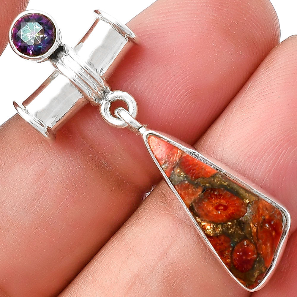 Copper Red Turquoise & Mystic Topaz Pendant P-1337 SDP127610