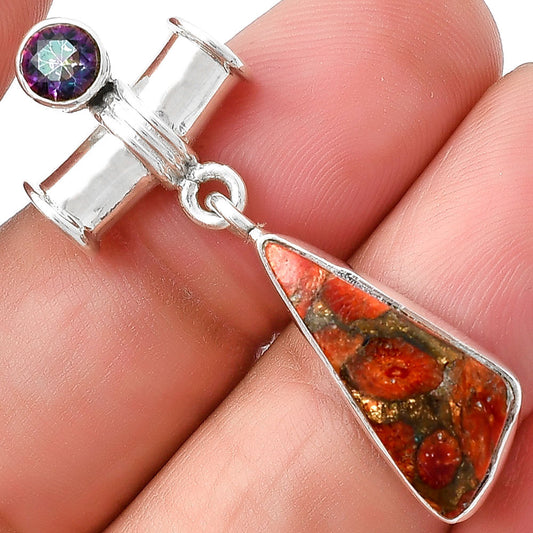 Copper Red Turquoise & Mystic Topaz Pendant P-1337 SDP127610