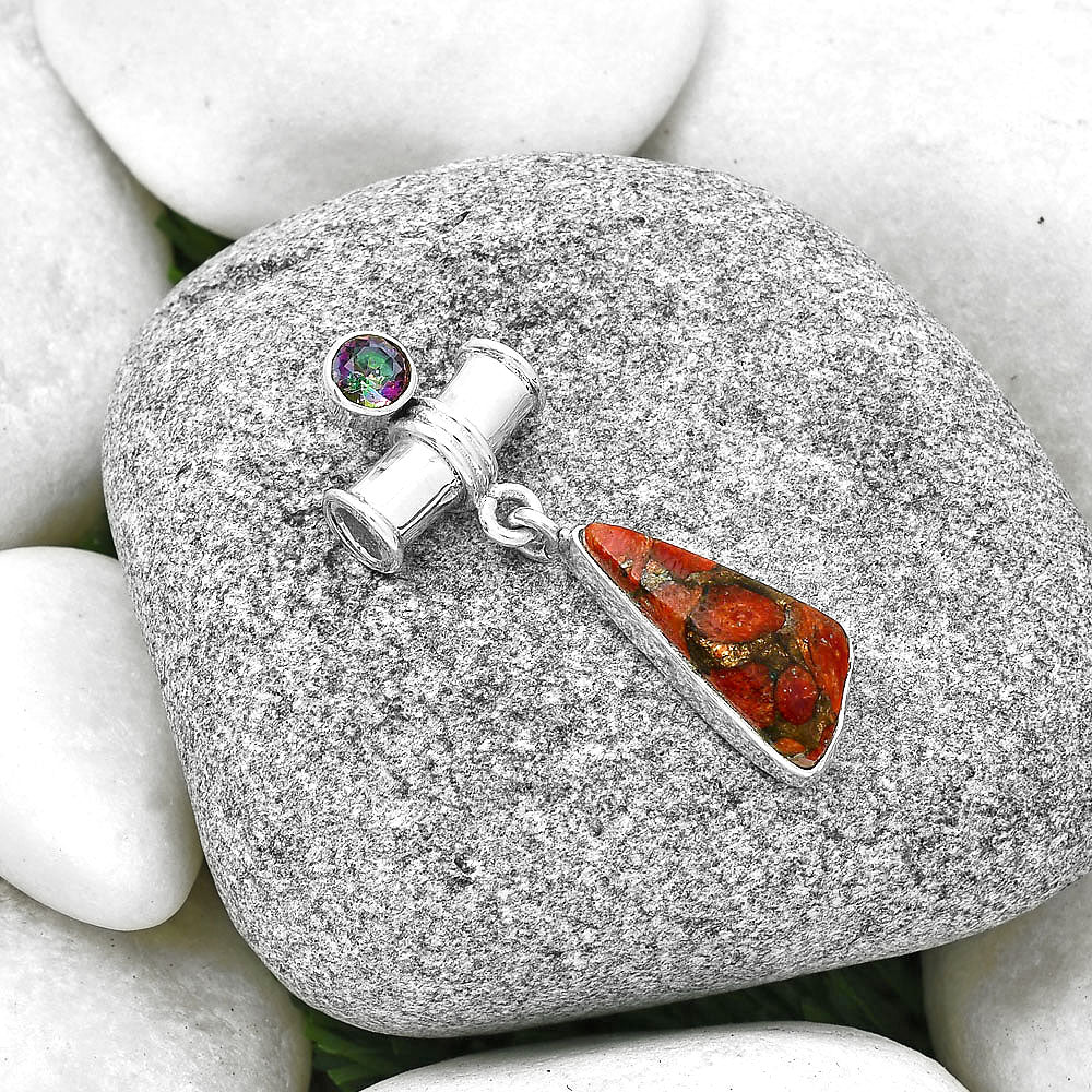 Copper Red Turquoise & Mystic Topaz Pendant P-1337 SDP127610