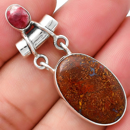 Natural Red Moss Agate & Pink Thulite Pendant P-1276 SDP127626